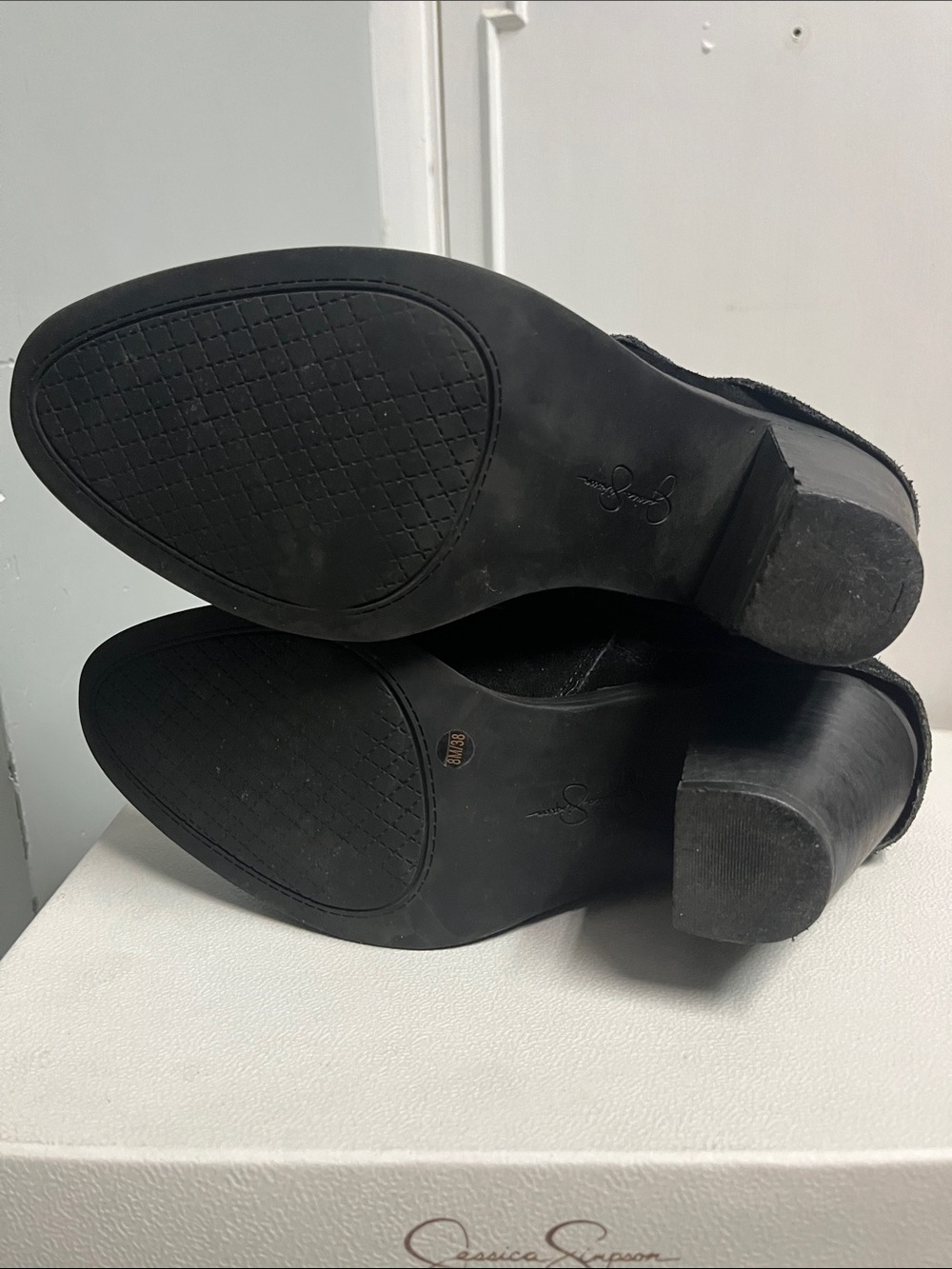 Jessica Simpson Black Suede Ankle Booties with Wrap Strap - Picture 5 of 8